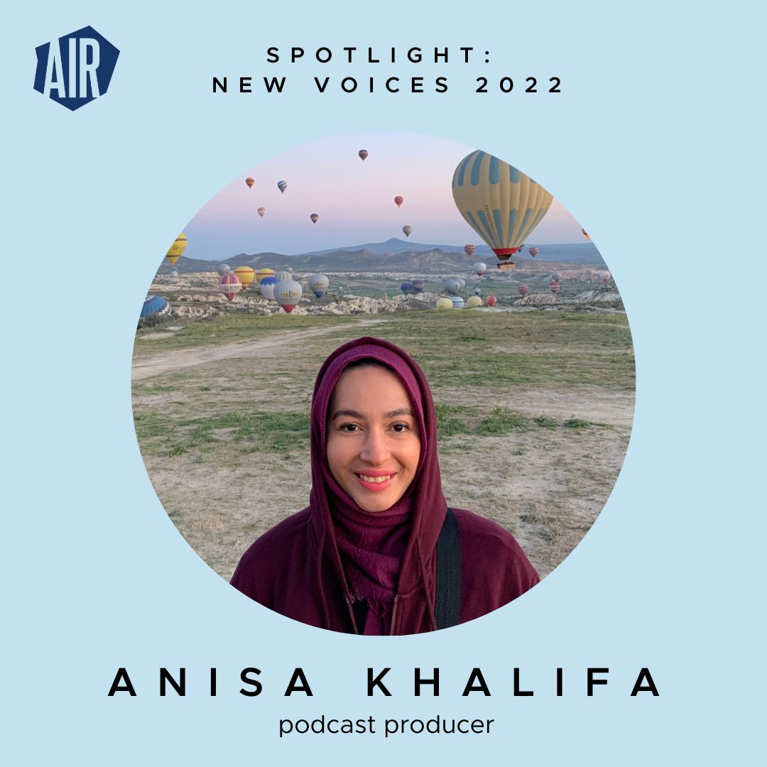 Anisa Khalifa is a podcast producer working in both indie podcasting & public radio, and freelances as a culture writer. A lifelong nomad, Anisa is passionate about using writing, audio, and visual media to interrogate and explore the world. Meet Anisa: airmedia.org/community/spot…