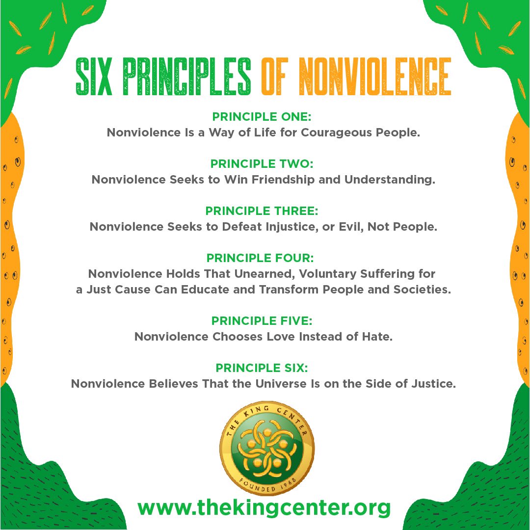 BerniceKing's tweet photo. #Nonviolence is a way of life for courageous people. It is active nonviolent resistance to evil.

#MLK #Principle1 #PrinciplesOfNonviolence #InternationalDayofNonviolence
#Nonviolence365 https://t.co/O6C7EKz8k2