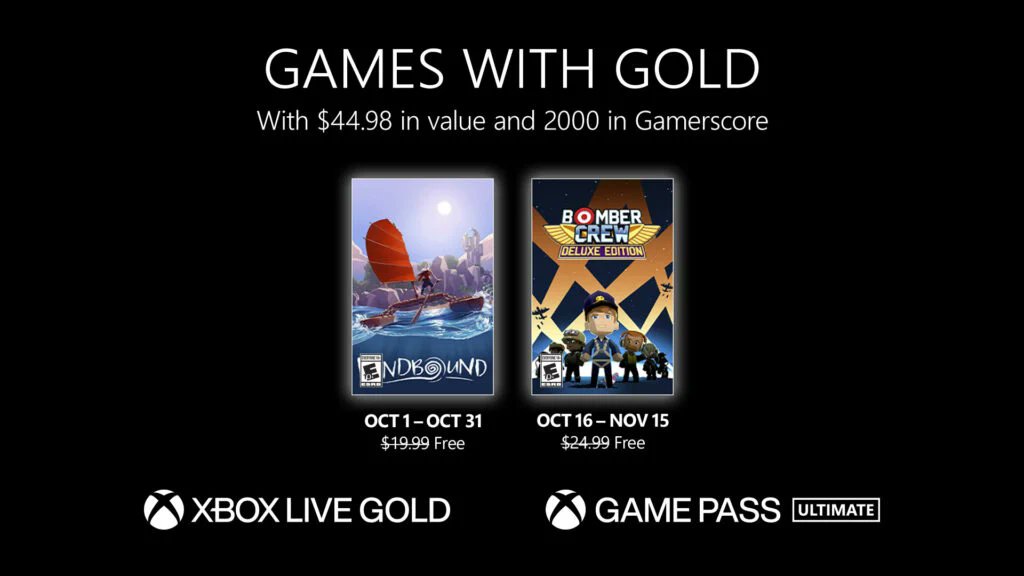 Xbox Games With Gold octobre 2022