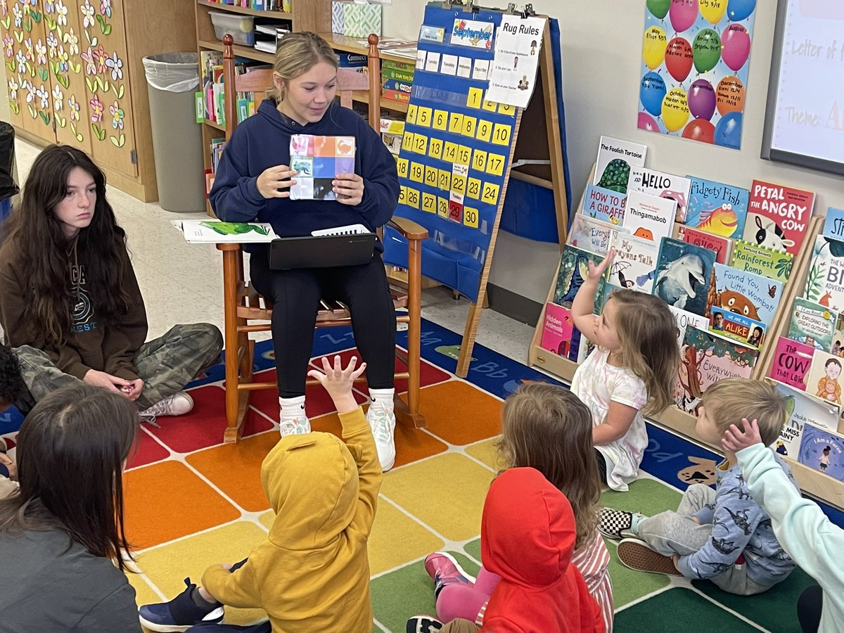 NCHSPreschool's tweet photo. Color recognition during a story lesson with Ms Eva #animalsweek #partnersingrowth @NCHSOFFICIAL @NCHSRedhawksCTE https://t.co/YL6ZRAoOF1