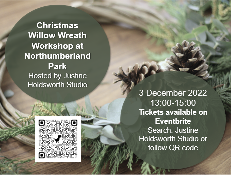 NlandPark's tweet image. We're excited to announce we'll be having @justineholdswo3 at Northumberland Park on 3 Dec for a festive day of Christmas willow wreath making! Book your place now 🎄
#NorthShields #NorthTyneside #ChristmasEvents #WhitleyBay #Tynemouth #WreathMakingWorkshop #ChristmasWreaths
