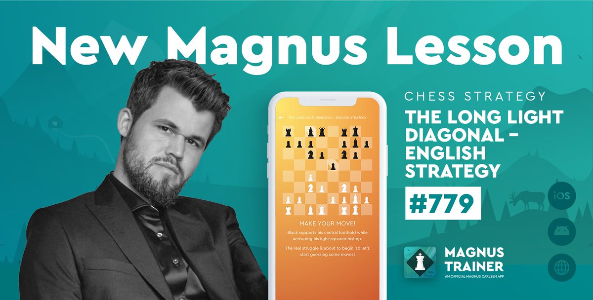 PlayMagnus's tweet photo. This lesson features a position that may arise from several fianchetto openings. We will see how the key to White's strategy is his play on the long light diagonal.

Check out our new lesson in #MagnusTrainer
➡️ https://t.co/TlFPeIN6h8

#Chess #TheoryThursday https://t.co/xNNXJfu5lu