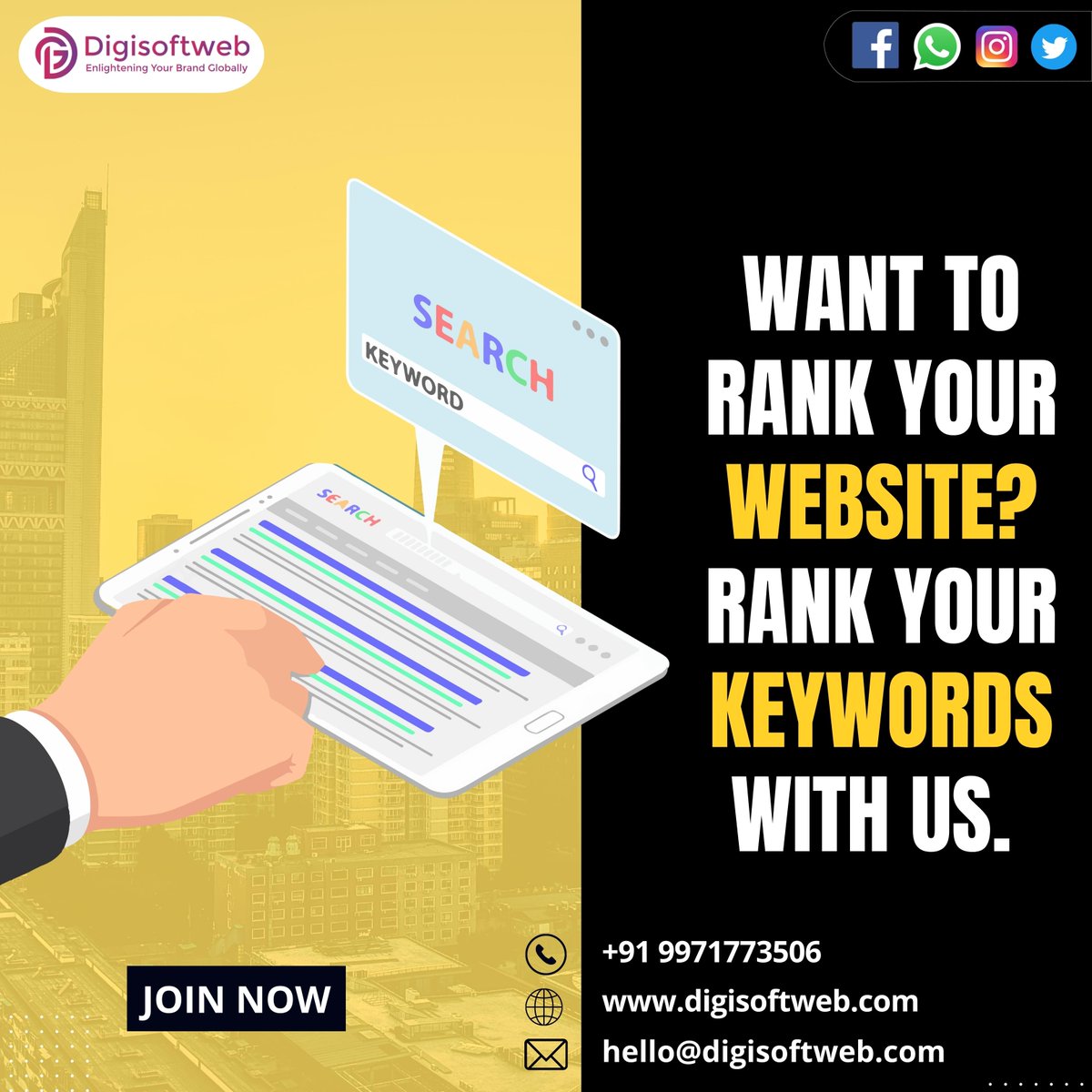 digisoftwebtech's tweet photo. If you own a local business, then you must understand the significance of a local SEO profile. Improve your local #SEO organically with us. 
📞: +91 9971773506
🌏 https://t.co/bqNifzMYbv
#webdesign #mobileappdevelopment #SEO #SMO #onlinegrowth #branding #PPC #digitalmarketing https://t.co/DzU29cmaLn