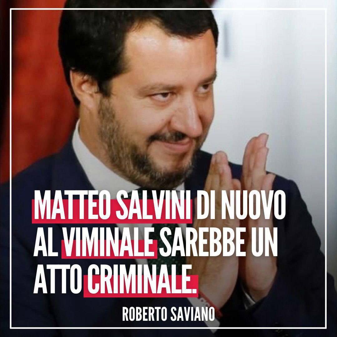 Matteo #Salvini è già stato al Viminale: è stato un disastro. Ha sequestrato esseri umani per propaganda. Ha minacciato ogni voce critica, usando la struttura del Ministero degli Interni. È vicino a Putin. Oggi farebbe follie per recuperare consenso: sarebbe un pericolo per tutti