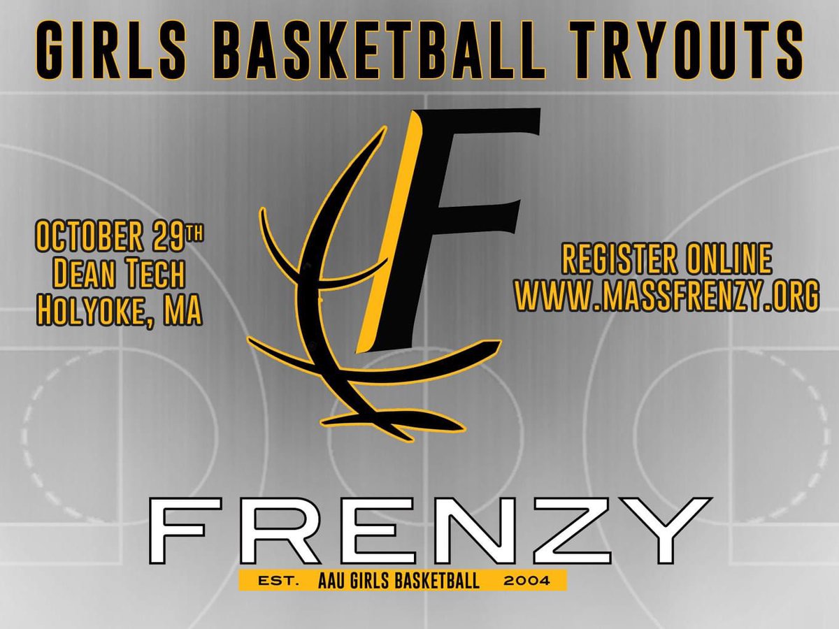 MASSACHUSETTS-BASED TEAMS

Tryout Dates Announced for our Spring / Summer 2023 Teams

Saturday, October 29th
Dean Technical High School
1045 Main St, Holyoke, MA

REGISTER ONLINE

form.jotform.com/222704395131147