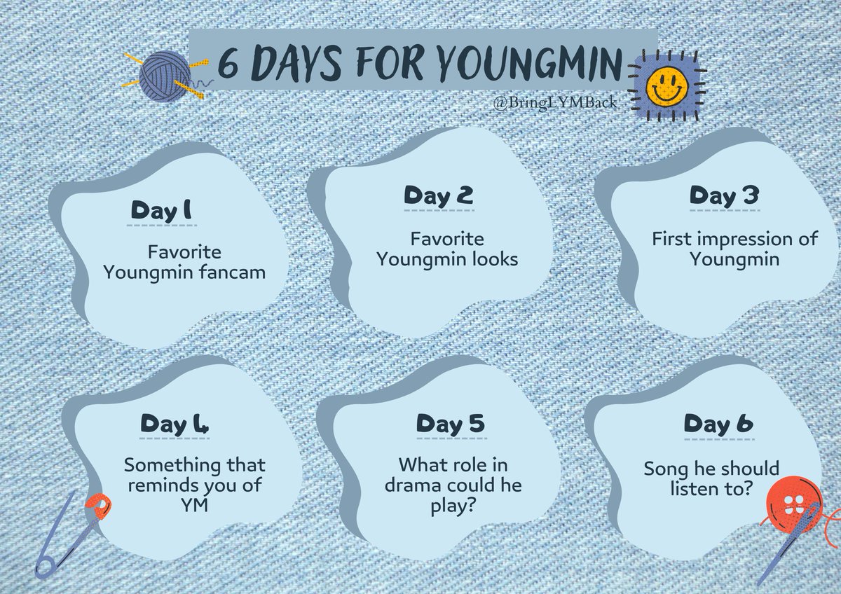 BringLYMBack's tweet photo. 6 days for Youngmin!
Another day, another game!
DAY 4: What is something that reminds you of Youngmin? It can be a small thing, a scent, a place or something else!
#BringYoungminBack https://t.co/rHcfaSWKHn
