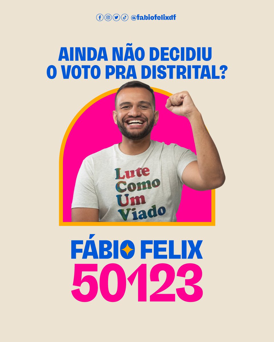 fabiofelixdf's tweet photo. Marca aqui seu mutual que ainda não decidiu seu voto pra deputado distrital ✌🏽

#FábioFelix50123 https://t.co/srZJYMpOVk