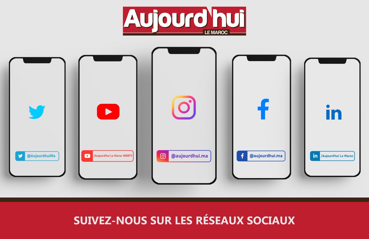 AujourdhuiMa's tweet photo. Restez au coeur de l'actualité en suivant Aujourd'hui Le Maroc sur les différents réseaux sociaux :
Facebook : https://t.co/VsdrD8EpIV
Instagram : https://t.co/0YgMVkL18b
Youtube : https://t.co/5y0j5tYVqr
Twitter: https://t.co/LT5Bwtierb
linkedin : https://t.co/fqPTD4LQza https://t.co/MD4J84Y90I