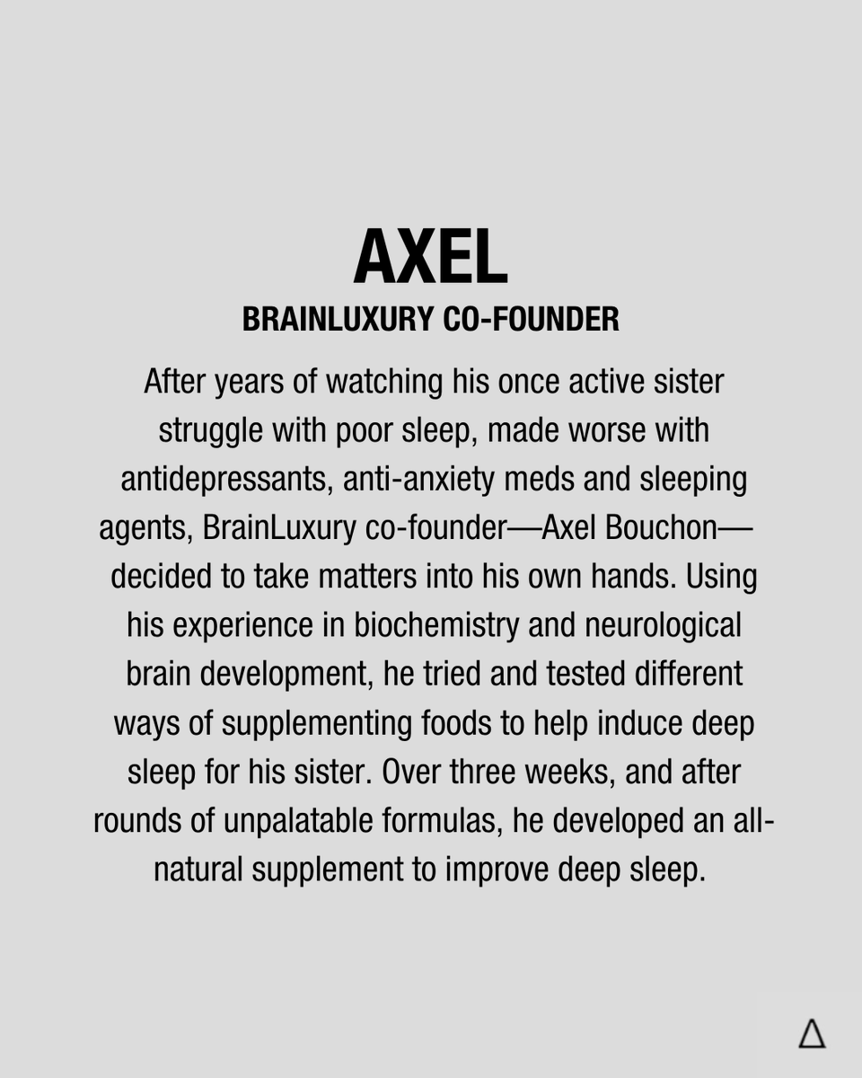 brainluxuryinc's tweet photo. BrainLuxury's Co-Founder, Dr. Axel Bouchon knew what it felt like to see loved ones struggle with mental health. 

Read to learn more about Axel and who DELTA was initially created for...

#neuroscience #biochemist #mentalhealth #antidepressants #poorsleep #deepsleep #brainluxury https://t.co/DKJEvGeeqK