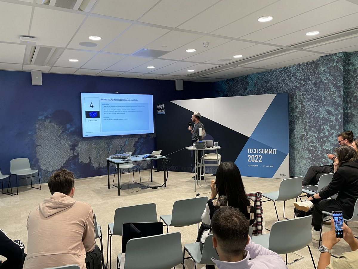 phracka's tweet photo. @jeanbauerr explaining the great journey of CONFIRMED Web! #adidoescode 💪💪 https://t.co/YfbI9OpuOh