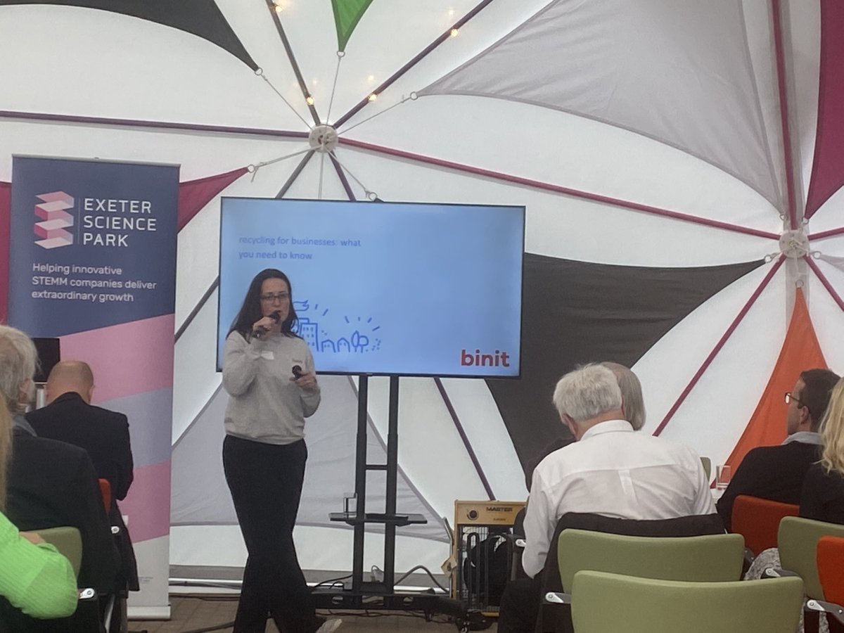 ExeterSciencePk's tweet photo. Philippa from @binituk joins us at #ExeterNetZero to talk about Recycling & Refuse.
It’s clear that we need to decrease reliance on materials mined abroad so we need to take recycling seriously.
@binituk’s hi-tech bins gather data to make waste more efficient & more sustainable https://t.co/1bruhwrZs1