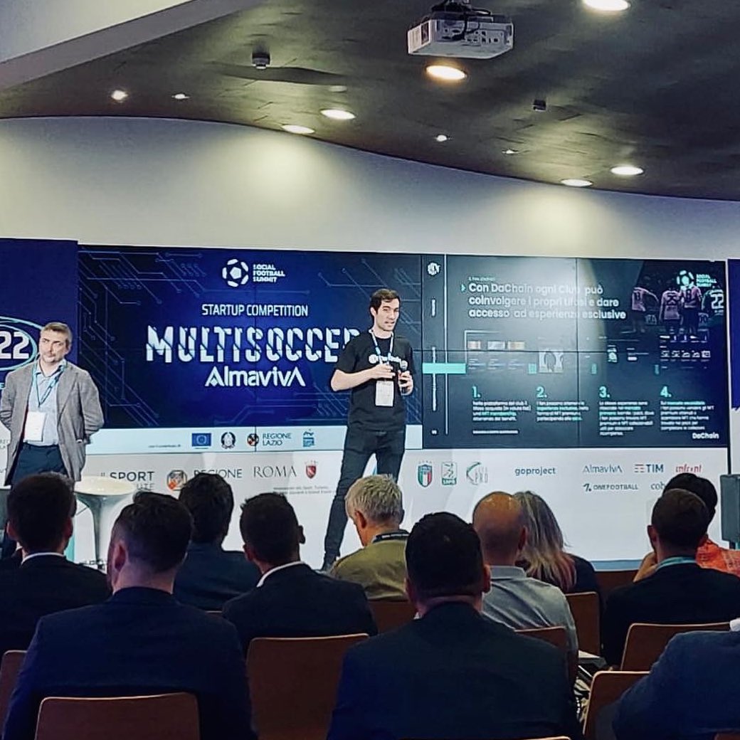 DaChainOfficial's tweet photo. Here’s our Team attending the @SF_Summit in Rome, the international Event dedicated to the Football Industry, which focus on #Innovation, #Technology and #Metaverse. 

#socialfootballsummit #nftproject #blockchains #SFS22 #vision #nftitalia #Web3 https://t.co/eipmPjp96e