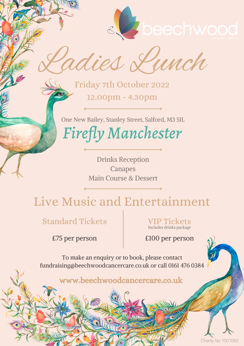 There are still some tickets available why not treat yourself ? 
#ladieslunch 
#beechwood 
#supportcancer
#charity