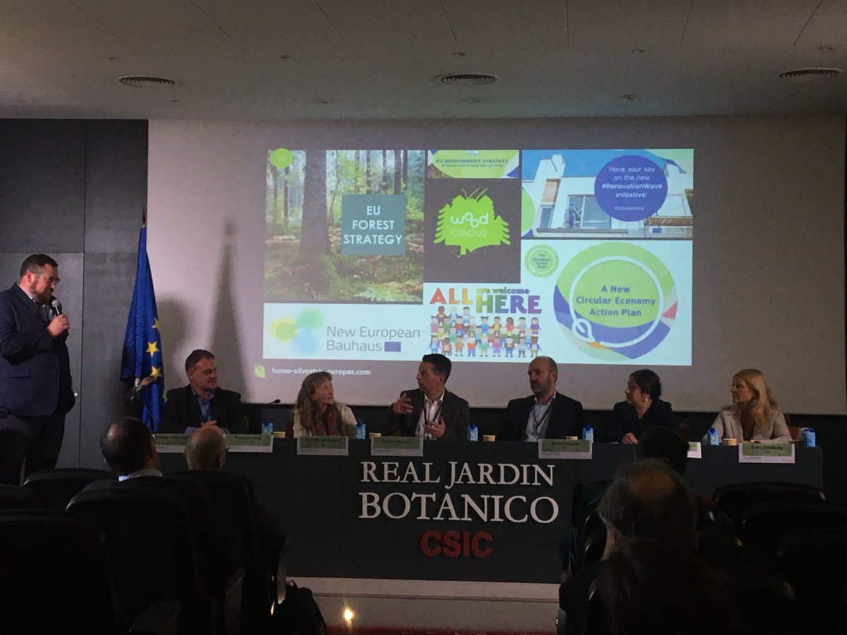 Six excellent panel speakers ⁦@ForestValue2017⁩ final conference at Real Jardin Botanico CSIC rjb.csic.es in Madrid. ⁦@ForestSilvio⁩ The knowledge has to circulate, be gathered, communicated in a simple way. Other sectors should join, cooperate.