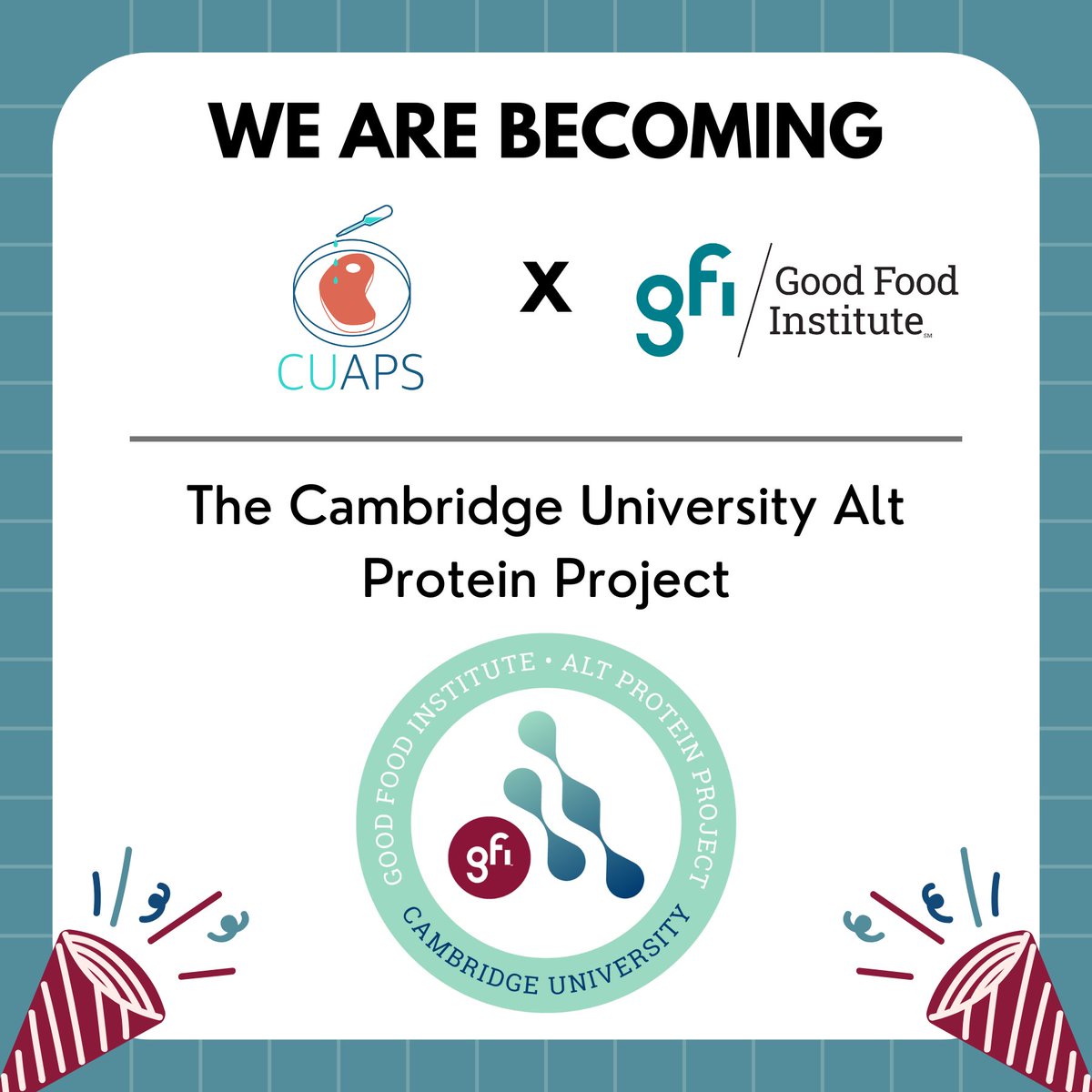 CUAltProteins's tweet photo. Exciting news! We are proud to announce that we are joining The Good Food Institute's Alt Protein Project, a global student movement dedicated to turning universities into engines for alternative protein education, research, and innovation. https://t.co/lnWp5XwJeZ