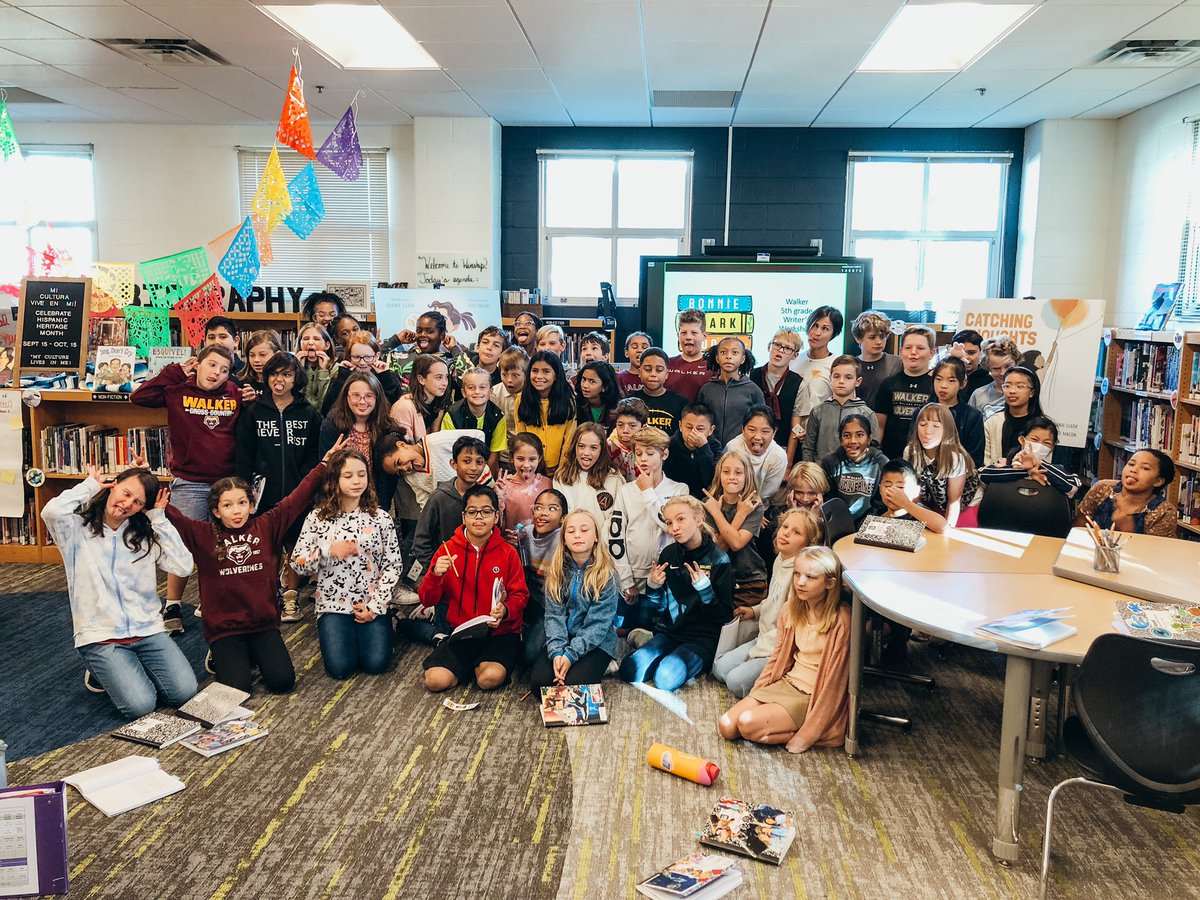 MsMichelle_Chen's tweet photo. Thanks @bonclark for getting us going with our stories! 5th grade was so glad to have you! #onewalker #wondersofwalker #literacyweek https://t.co/d551j7mIIU