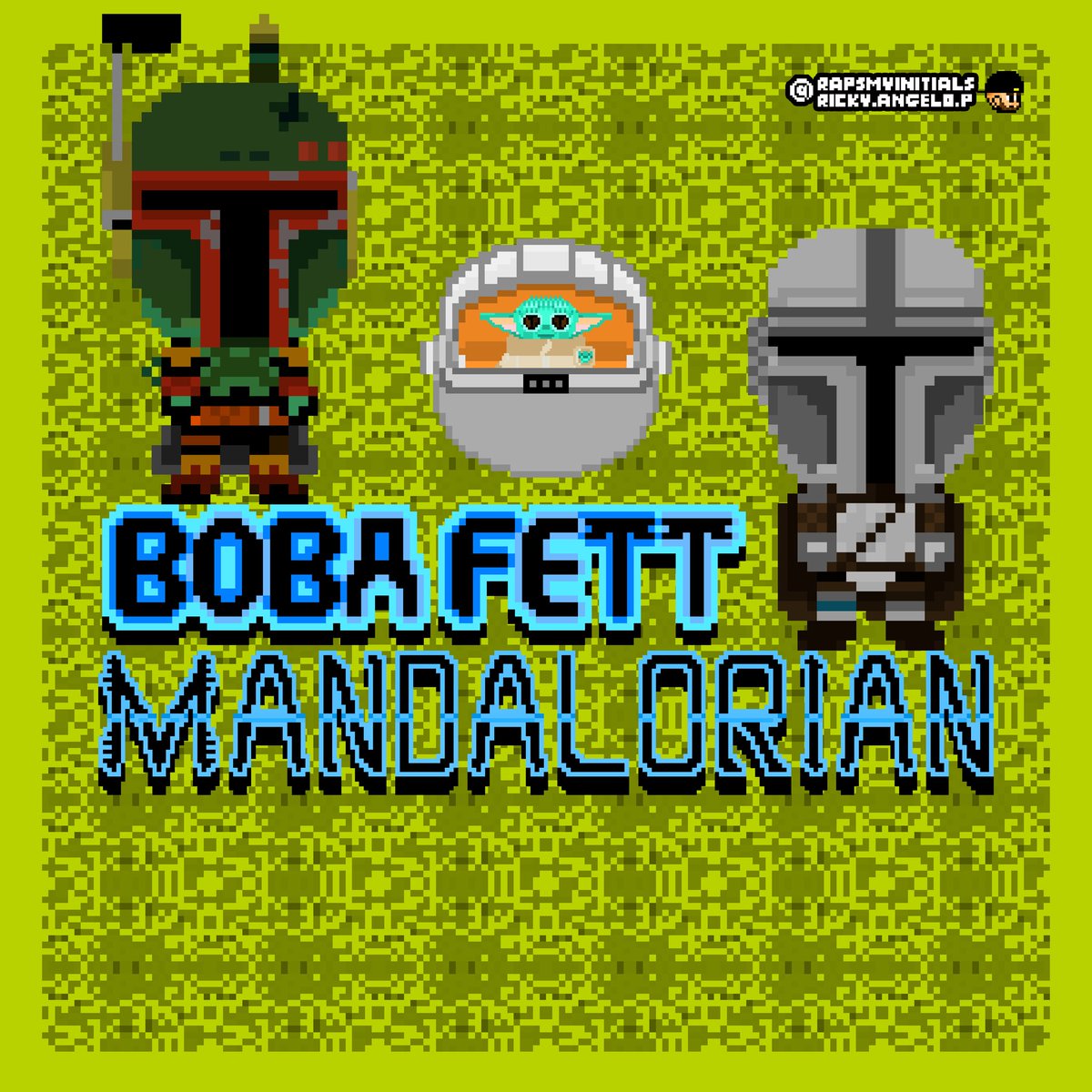 Rapsmyinitials's tweet photo. Couldn’t pick a color 🎨 . Animating soon! 👾 #Mandalorian #BobaFett #grogu.. #retrogaming original #animation #characterdesign #pattern & #fontwork from scratch. https://t.co/lVfNBGcD24