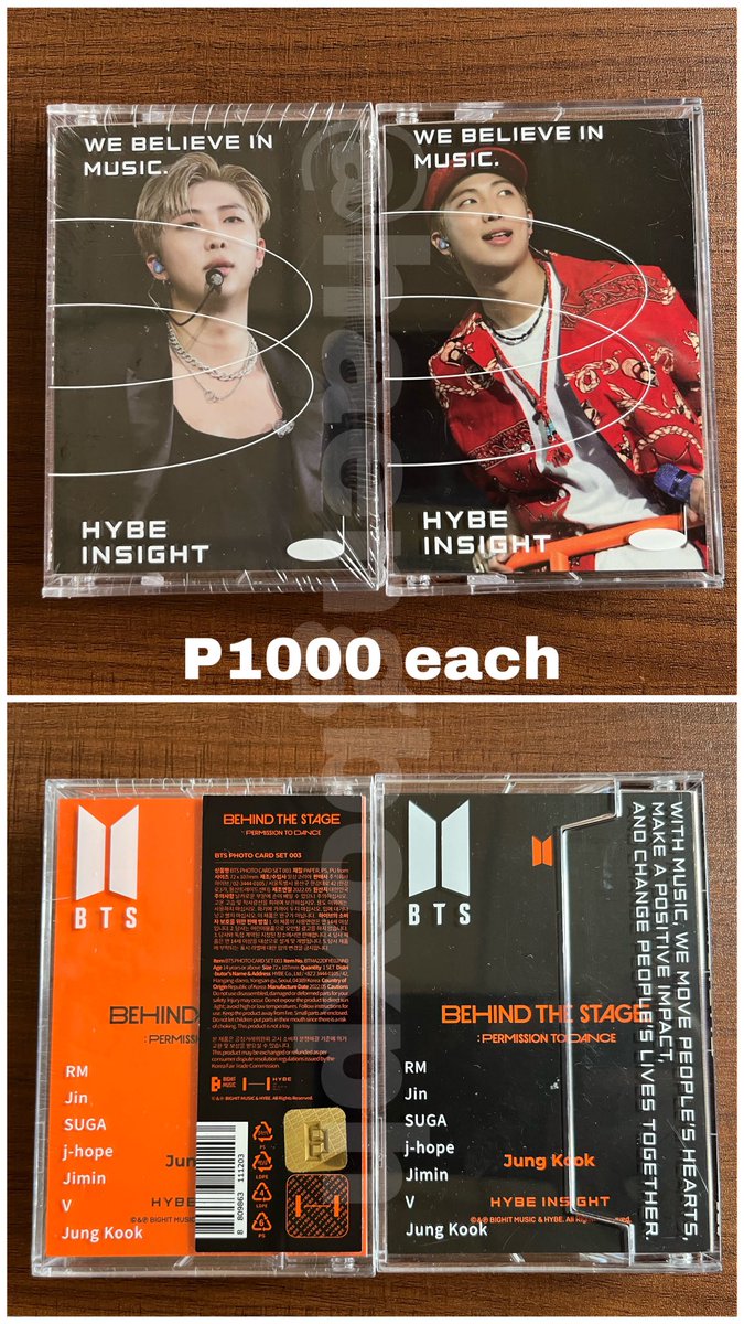 PH BTS wtb lf onhand pc photocard | help rt

HYBE INSIGHT Permission To Dance PTD Photocard Set 003 and 002

*Note: 002 has no plastic but only opened once. 

Reply mine