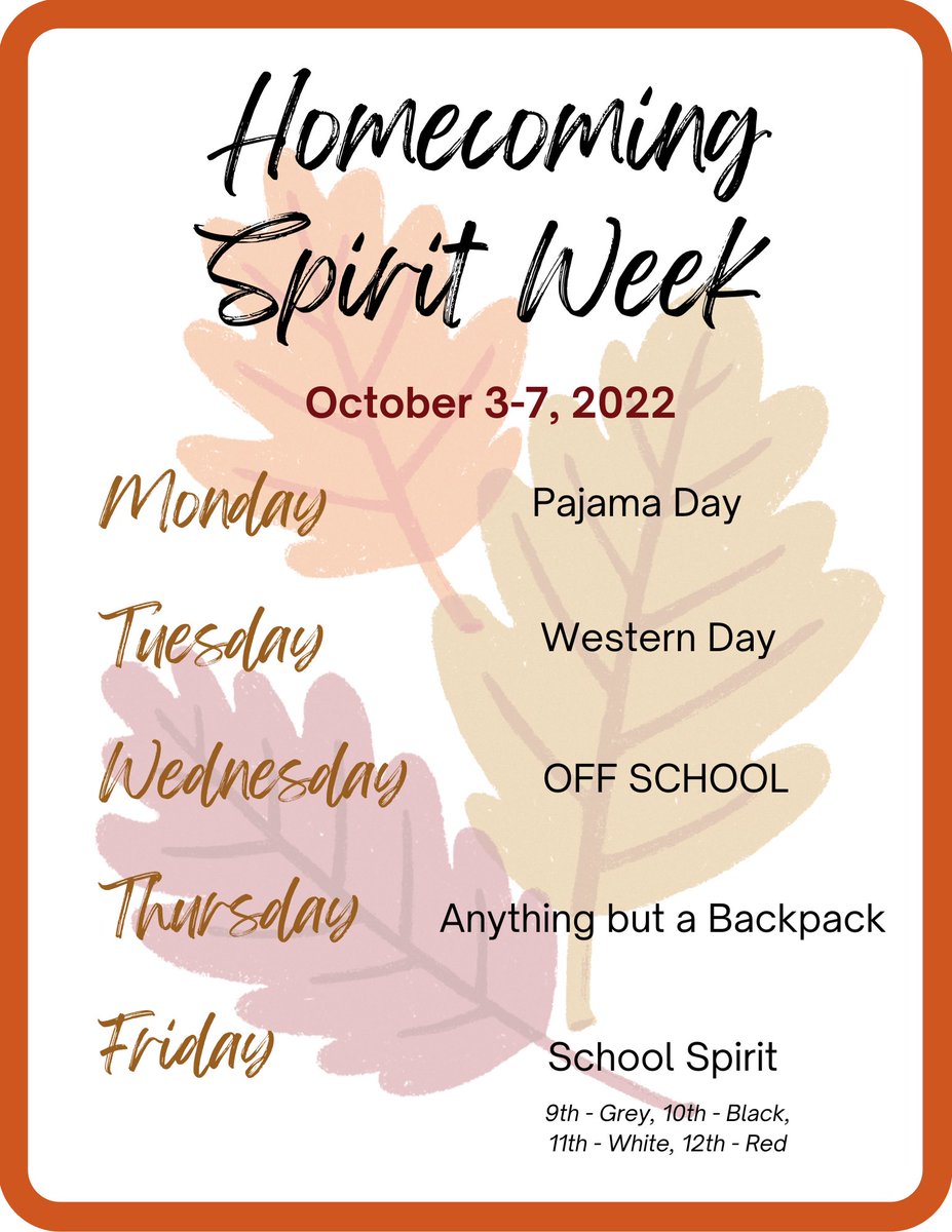Spirit week starts Monday!!!