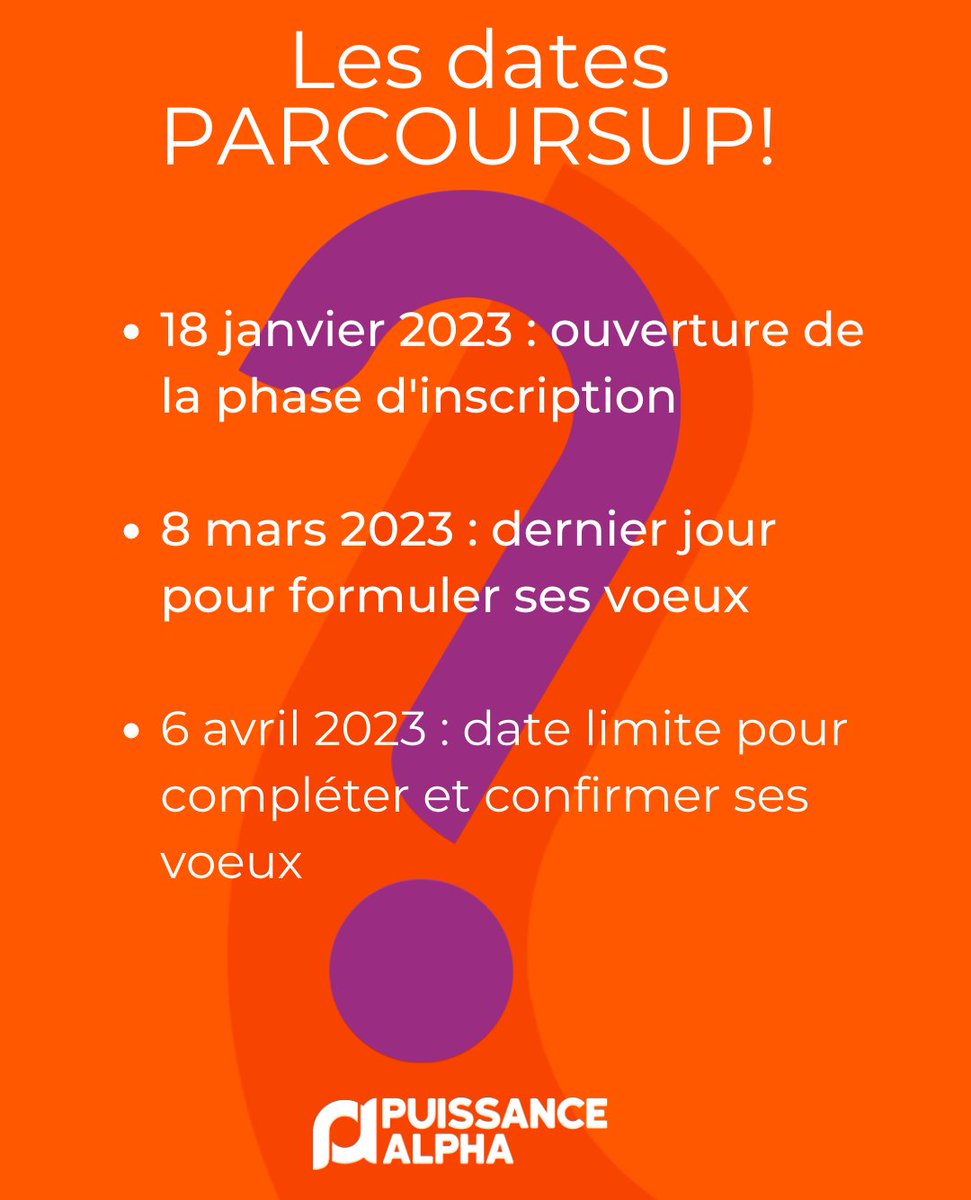 Elles sont enfin arrivées... les dates #Parcoursup  2022-23📌
Si vous êtes en Terminale notez les dans votre agenda que ce soit pour les cursus 5 ans ou Bachelor!
#orientation #postbac #terminale #ingenieur