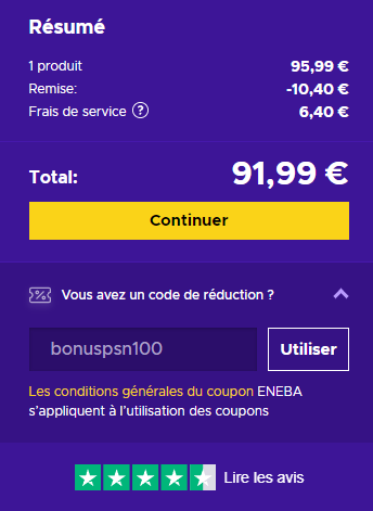 Promo ENEBA express avec la sortie de FIFA ce soir à 00H et les OTW demain ! 🔵 Carte PSN de 100€ à 91€99 avec le code ' BONUSPSN100' : bit.ly/3USewuf ✅ 🟢 Carte XBOX de 50€ à 45€49 avec le code ' BONUSXBOX50' : bit.ly/3y1Cb1Q