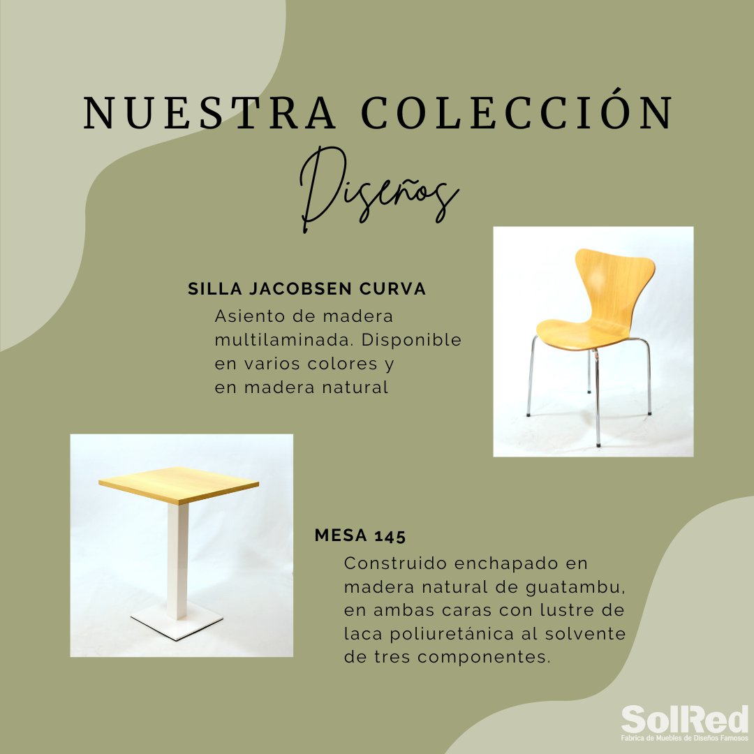 Solred4's tweet image. 🤗 Te presentamos nuestra colección 🌟

MESA 145 🏷
Construido enchapado en madera natural de Guatambú en ambas caras. 

SILLA JACOBSEN CURVA 🪑
Asiento y espaldar: monocasco de madera multilaminada de Guatambú.

🙋🏻‍♀️ Para más consultas no dudes en contactarnos!

#SolRedmuebles