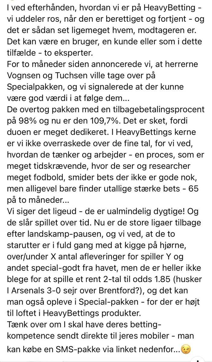 ‼️ STATS PÅ SPECIALPAKKEN ‼️

📍 65 spil på SMS 📲
🐓 41 vundne ✅✅✅
🔁 4 void 
❌ 20 tabte 

⚠️ Tilbagebetalingsprocent på 133,7% 💰💰

Skal du med på vognen? 🛒 så klik HER ➡️ heavybetting.dk/sms-spilforsla…