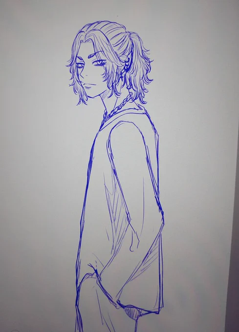 新ビジュポニテ描きたいラフrkgkクオリティ寝る、、、 