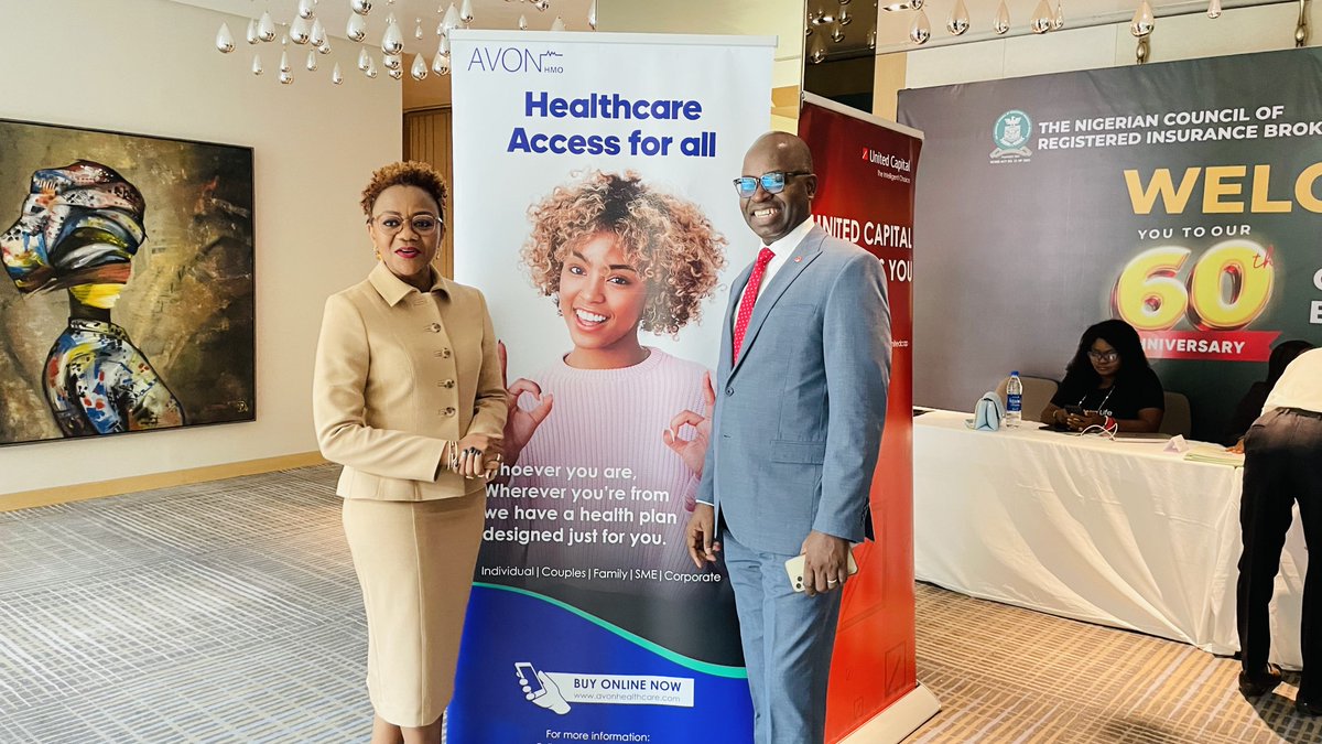 AVONHMO's tweet photo. Our MD/CEO & Healthcare Sector Head, @Heirs_Holdings, @BelloSimbo with MD/CEO @HeirsLife_, Niyi Onifade at the Nigerian Council of Registered Insurance Broker's 60th Anniversary earlier today.
We're proud to join them in sponsoring this landmark event.
#NCRIB #NCRiBAnniversary https://t.co/Xl8oUVTsSf