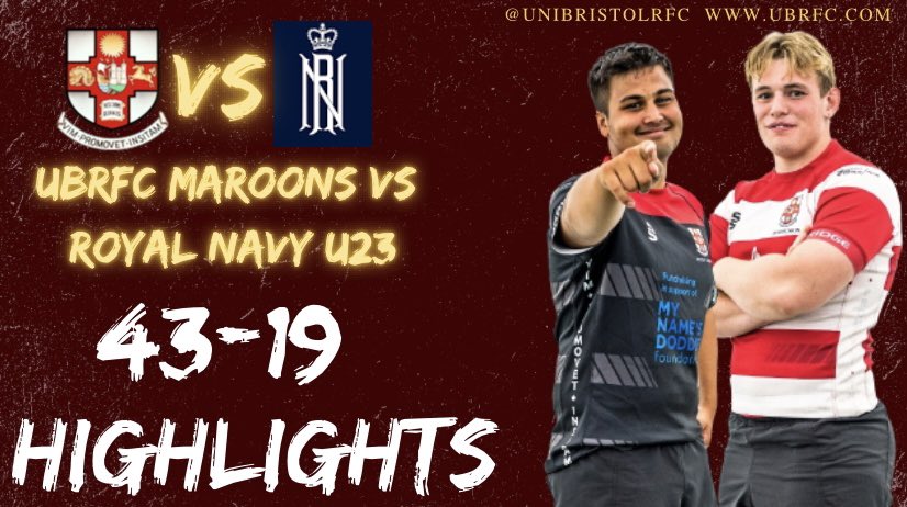 UniBristolRFC's tweet photo. 🍿The highlights from the UBRFC Maroons v Royal Navy U23s have just landed on our YouTube channel!
Check them out now!👇
https://t.co/U7e7W0kPsj
#rugby #ubrfc #highlights #wearebristol #nextgenxv #unibristolrfc https://t.co/S9KTXYwnlR