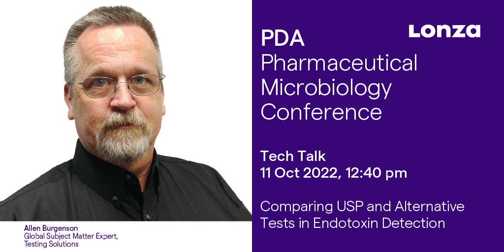 Lonza_LAL's tweet photo. Ready for the future of microbiology? Join our Tech Talk at @PDAonline Micro on Tuesday, 11 October with Allen Burgenson "Comparing USP and Alternative Tests in Endotoxin Detection." #LeadingThroughScience #PDAMicro2022 #CompleteTestingSolutions #endotoxin https://t.co/zPrAgJ3WHQ