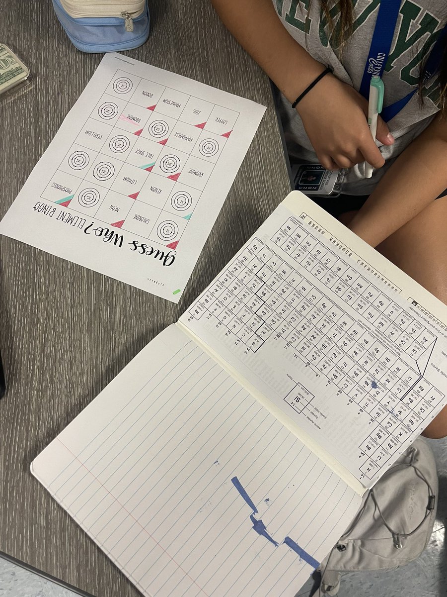 coachpursleyCMS's tweet image. Our 8th grade @CMSsci students are getting familiar with the periodic table and identifying elements based off of their subatomic particles with a little bingo today #cmscolts #coltpride @CmsColts