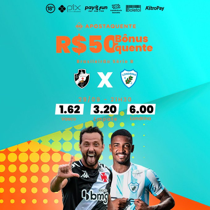 👀Hoje tem o Vascudo em busca da vaga na S&eacute;rie A, mas o Londrina tamb&eacute;m est&aacute; queroso! Nessa peleja a&iacute;<a href="/tag/apostaquente"class="tags"><span>#apostaquente</span></a>