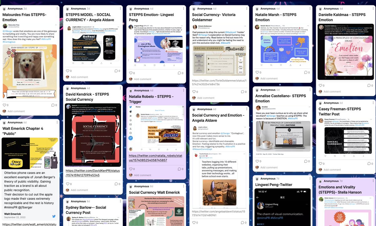 mimsPR's tweet photo. Proud of the work #MimsPR soon-to-be-professional-content-creators are doing as they master @j1berger 's STEPPS paradigm on how things catch on. We care, we share -- isn't that what I'm doing here? @gmu_prssa @masoncareer https://t.co/iTtKXnCXol