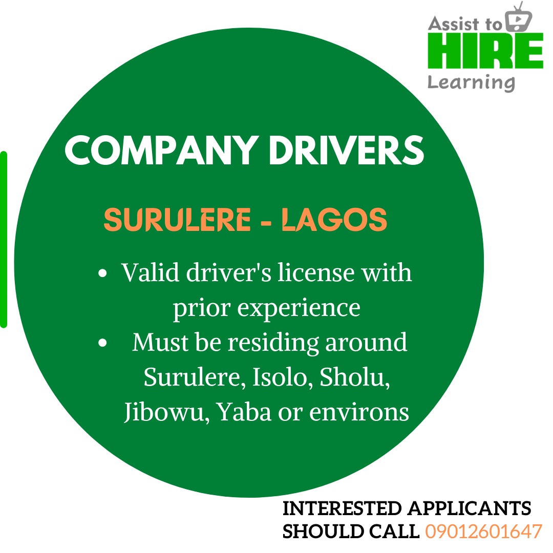 AssisttohireNow's tweet photo. We are hiring professional and experienced corporate drivers to transport our clients to and fro their offices and destinations via automobile.
Interested persons should call or send a message to 09012601647. Application deadline: Monday, October 3rd 2022.
#companydrivers https://t.co/coVbLjFDcP