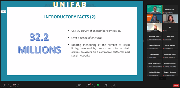 UNIFAB's tweet photo. @RemiMulemba Legal and Public Affairs Officer #Unifab  is now taking the floor with @TACAlliance  during the online event on "Policy Updates on the #EU #digitalservicesact (#dsa) – What’s next?" hosted by @INTA ! #propriétéintellectuelle #PI #intellectualproperty #IP #contrefaçon https://t.co/y4S9DkkdcQ