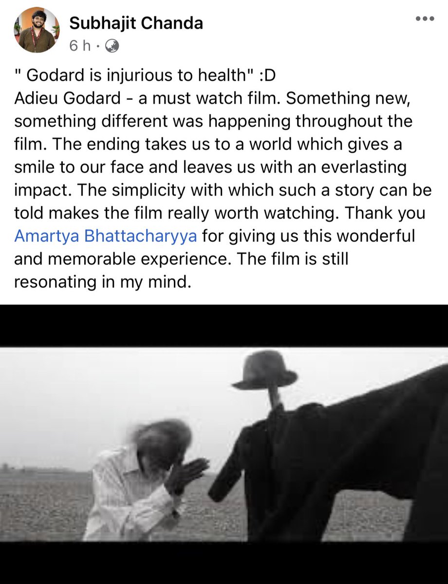 svastik_arts's tweet photo. Thank u #Ranjan for sending love all the way 4m Delhi.
Thank u #Subhajit for watching this film in Kolkata & sharing ur love.
Embracing a film like this needs only an open heart. M glad people 4m different parts have engaged with this Odia film with such warmth.
#AdieuGODARD https://t.co/ufj7ifcURJ