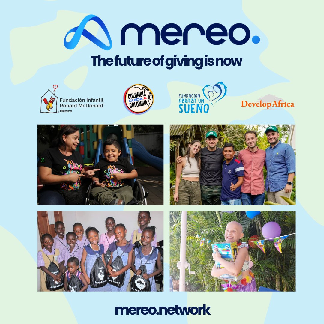If you're reading this, it's not too late...
We are overly happy to be partnering with more than 15 charities 3 weeks after our launch. Including <a href="/abrazaunsueno/">Fundación Abraza Un Sueño</a>, <a href="/ColombiaCuida/">Colombia Cuida a Colombia</a>, <a href="/developafrica/">Develop Africa</a>, @RMHC Mexico...❤️
Join us for free or start donating now on: mereo.network🚀