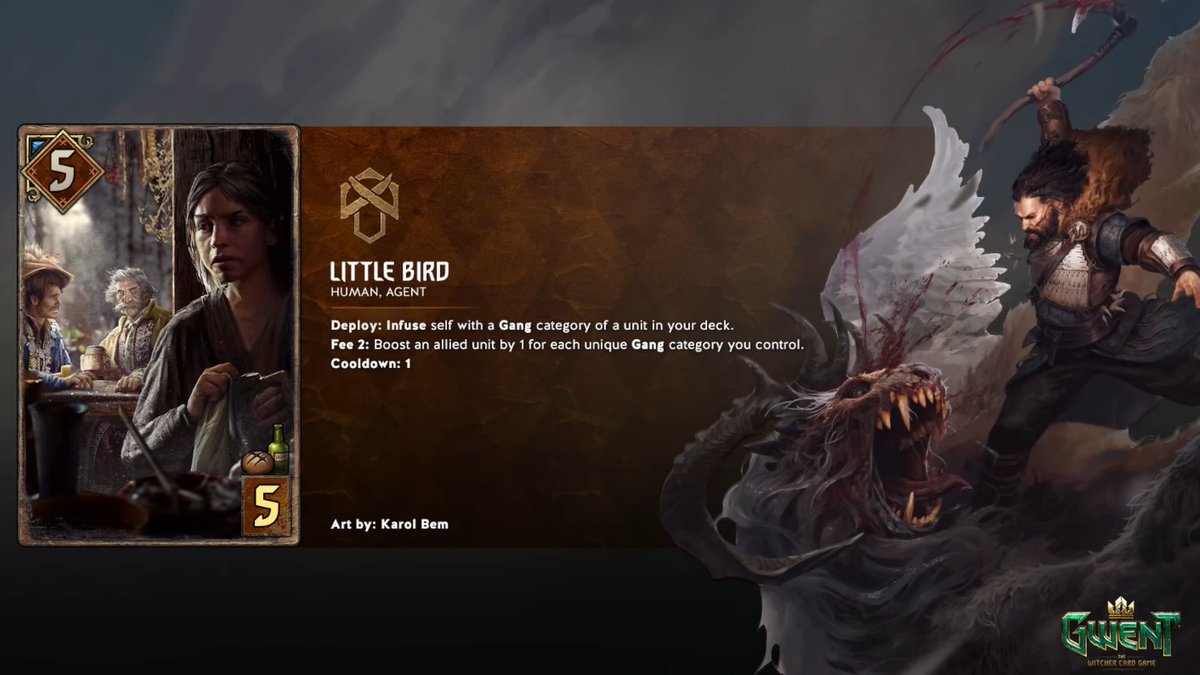 Llegaron las nuevas revelaciones de cartas por parte de los partners. Hoy le tocó a la facción del crimen, SY. La nueva expansión de #Gwent llamado por el momento #Crónicas, en español, llegará el martes 4 de octubre. <a href="/TeamViper_ES/">Team Viper</a> <a href="/gwentperu/">Gwent Perú</a> <a href="/Gwent_Esp/">Gwent Esp - Comunidad</a> <a href="/Gwent_LAT/">Gwent Latino - Comunidad</a>