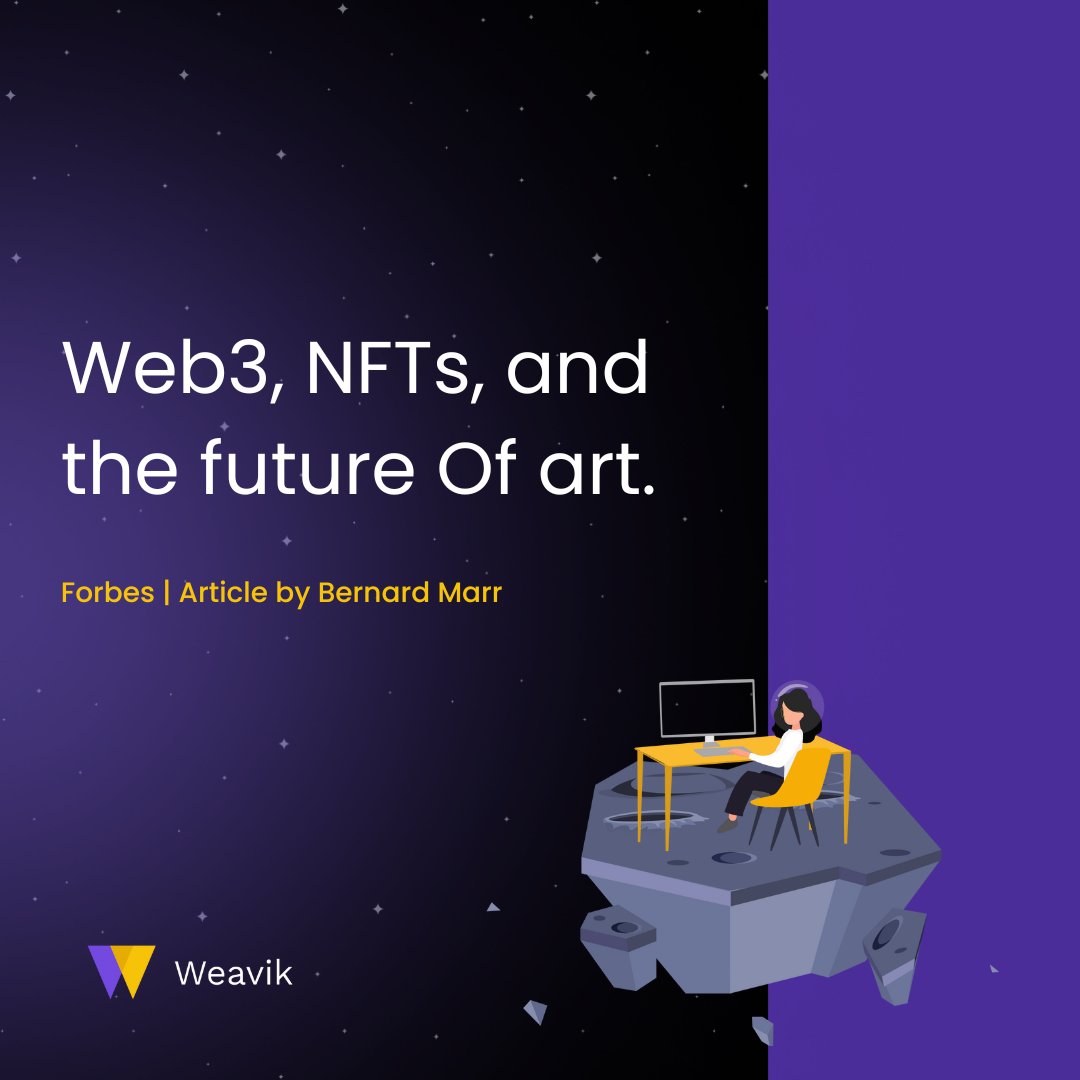 Non Fungible Tokens (NFTs) might revolutionize the way the art industry operates and most importantly, how artists profit from their work. 

🎨 Artists are now permanently connected to their work financially and artistically. 

forbes.com/sites/bernardm…

#web3art