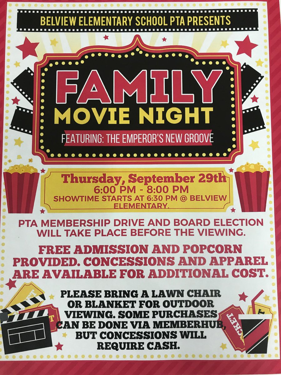 Just a reminder:  
Tonight is Family Movie Night at Belview Elementary!