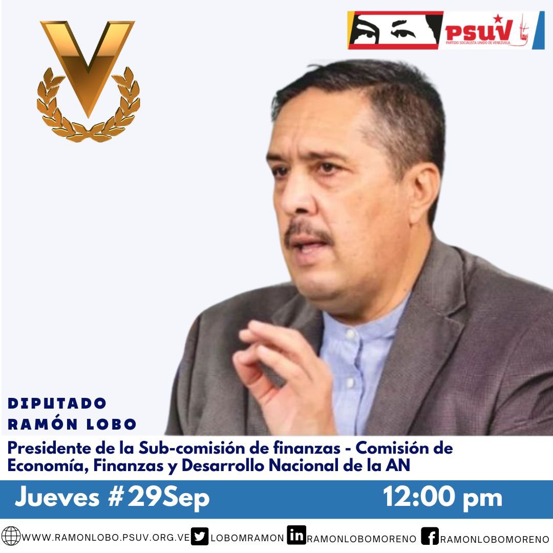 Este jueves #29Sep estaremos a las 12:00 pm en @noticierovenevision conversando sobre diversos temas de la Economía Nacional.