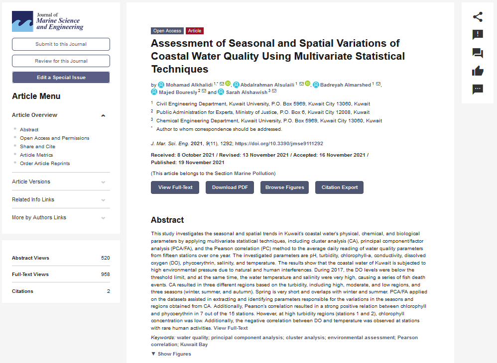 TedDu_mdpi's tweet photo. Assessment of Seasonal and Spatial Variations of #Coastal #Water Quality Using Multivariate #Statistical Techniques https://t.co/oUEu2flwZv #mdpijmse via @JMSE_MDPI by Mohamad Alkhalidi et al.
#RecommendedArticle https://t.co/246NVNtaiz