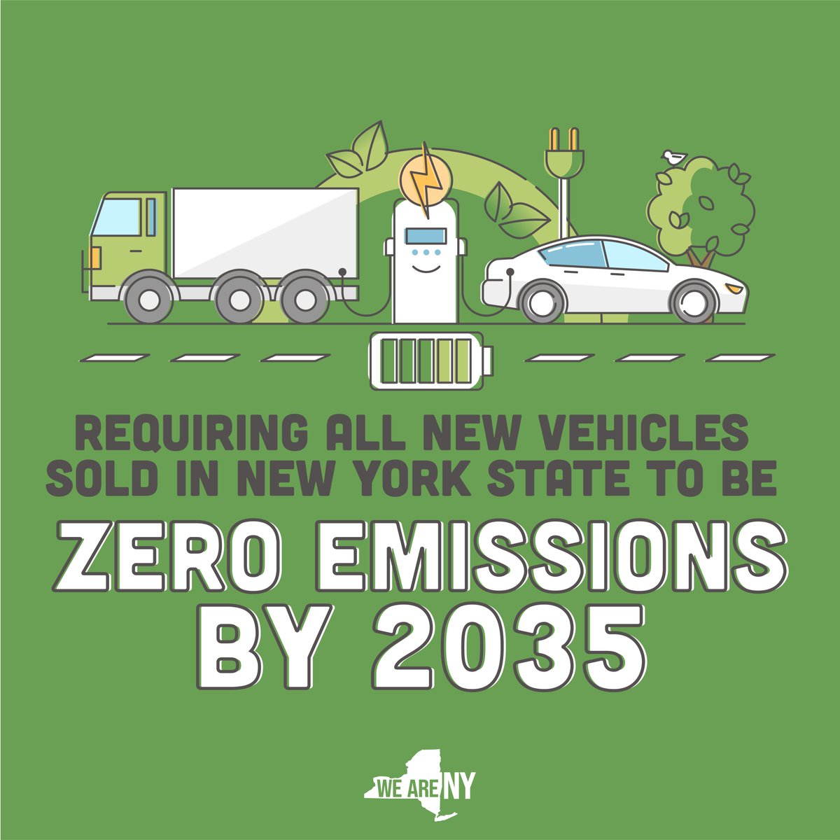 NEW: All new vehicles sold in New York must be zero emissions by 2035. By revving up our clean transportation transition and making major investments to make EVs more accessible, we’re supercharging our fight against climate change. #NationalDriveElectricWeek