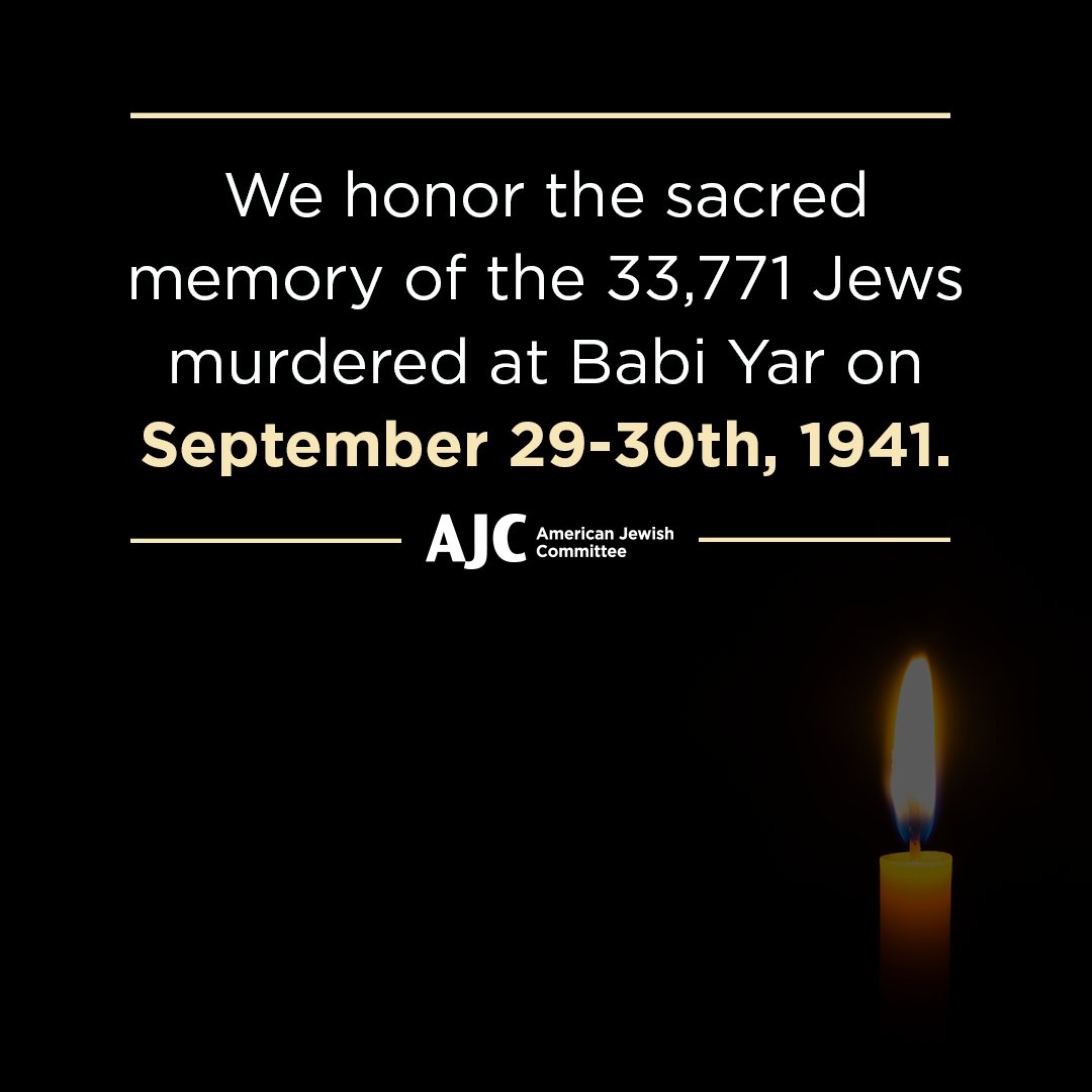 AJCGlobal's tweet photo. On September 29-30, 1941, Nazi forces perpetrated one of the single largest massacres of Jews during the Second World War. 

The Jews of Kyiv – women, men, and children – were murdered by the Nazis and their collaborators at #BabiYar. 

We must never, ever, forget. https://t.co/9k0nRNPJRI