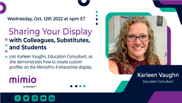boxlightinc's tweet photo. For #teachers sharing a #MimioPro4, this webinar is for you! Learn how to set up profiles and guest accounts to better protect your materials. Click to register: https://t.co/Ef1HxXLXdF
#teacherPD #teachertips #Boxlightwebinar #interactivedisplays @eosedu https://t.co/i3c1Zu8Gky