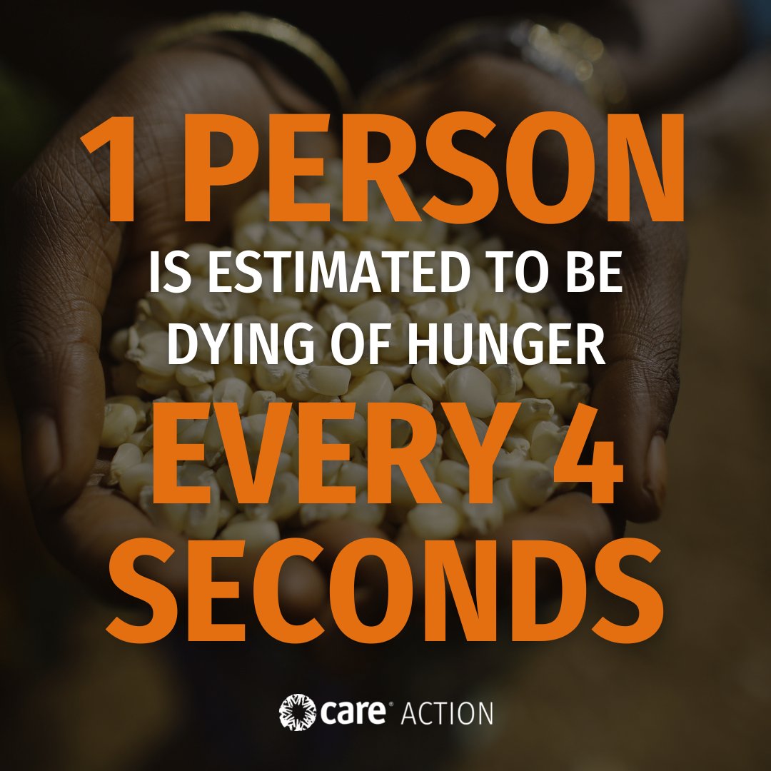 CARE's tweet photo. #Hunger has more than DOUBLED since 2019. Behind these statistics are real people and lack of action has real life-and-death consequences. In a world of plenty, leaving people to starve is a policy choice. #EndHunger https://t.co/WiYtixTRlf