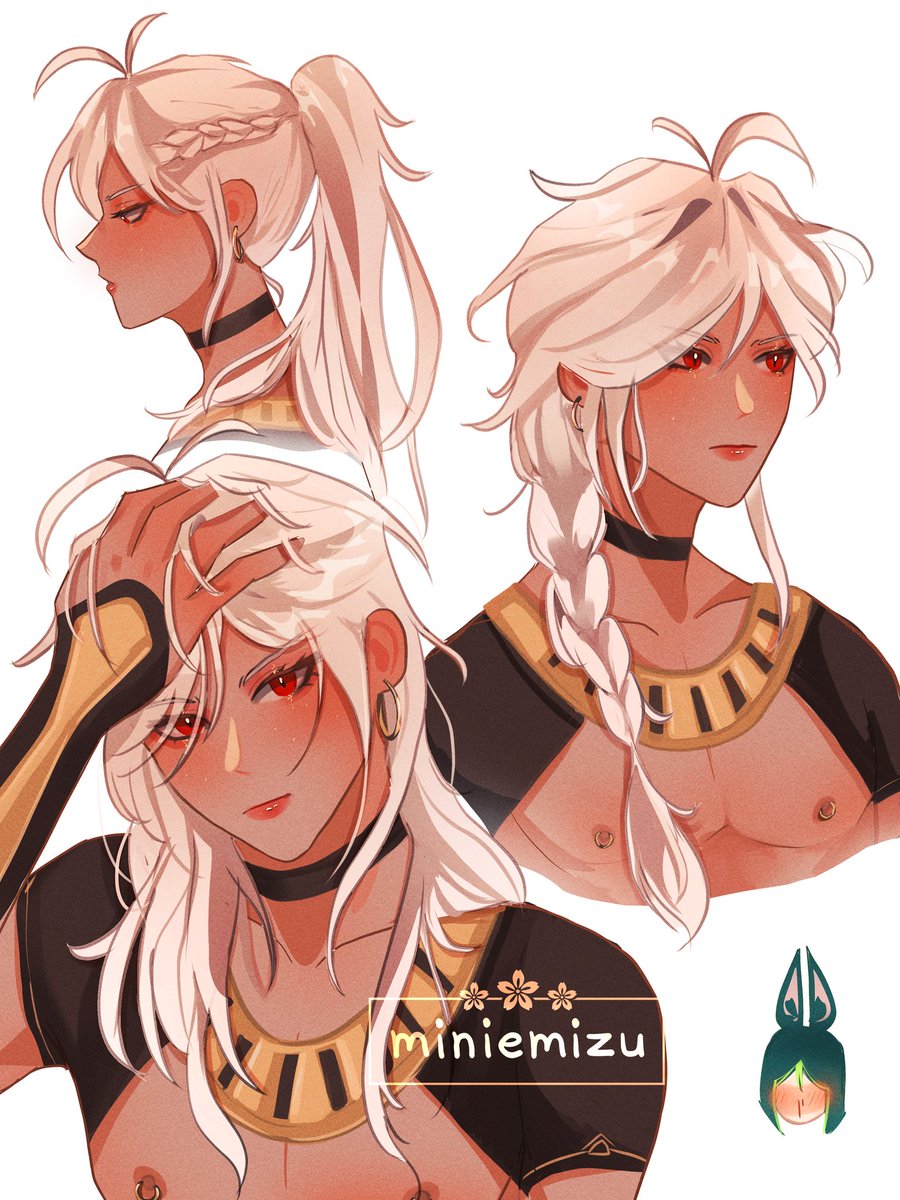 miniemizuuu's tweet photo. cyno hairstyles ft. relatable tighnari

#cynonari https://t.co/FqLS20GTX5