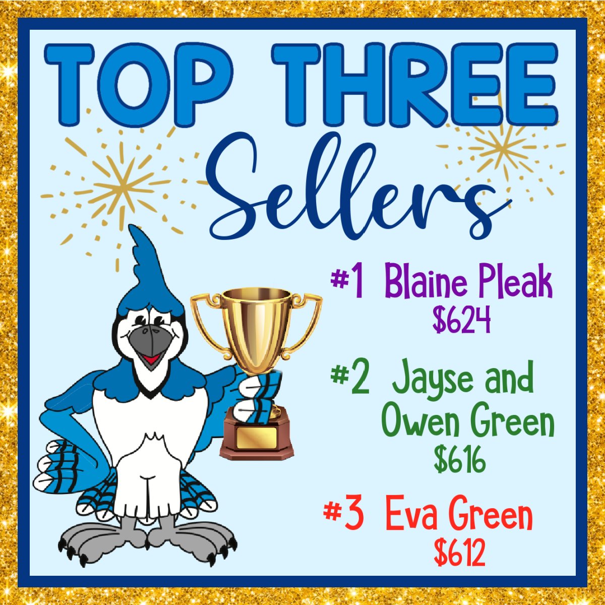 bluejaypto's tweet photo. The trash bag fundraiser was a fabulous success and we'd like to take a moment to congratulate our top three sellers! 
Blaine Pleak⭐️Jayse &amp; Owen Green⭐️Eva Green https://t.co/mf5uIyUDOU