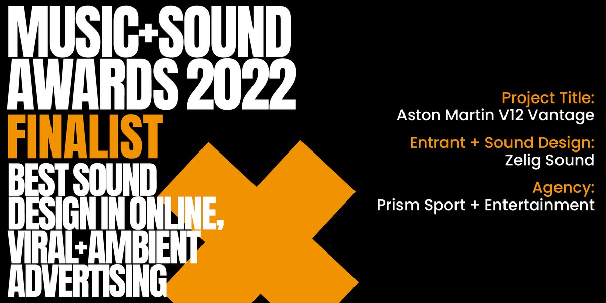 #MASAwards Finalist (3/6): <a href="/zeligsound/">zeligsound</a> for the Aston Martin V12 Vantage ad <a href="/PRISM_Worldwide/">Prism Sport + Entertainment</a> 👏